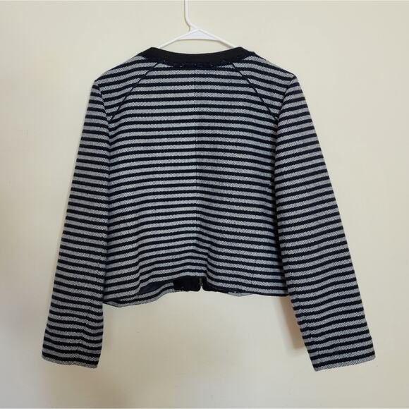 J. Crew Factory Tweed Stripe Crop Zip Up Blazer Jacket E0122 - Picture 7 of 9